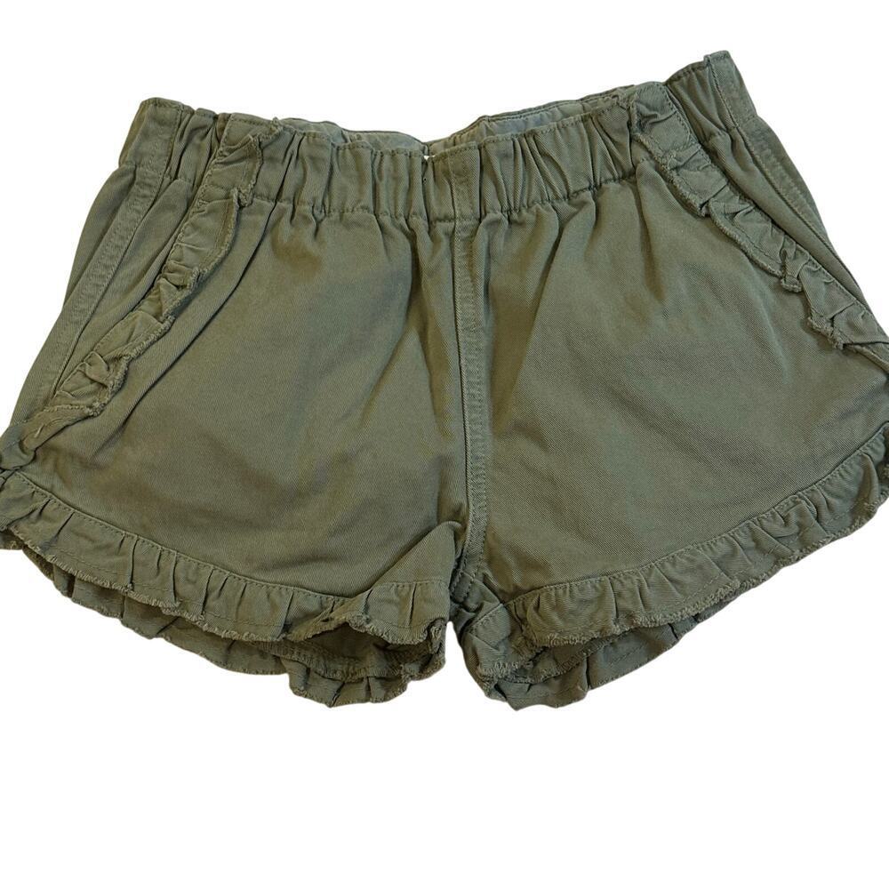 Crewcuts Ruffle Chino Shorts sz 10 Elastic Waist Shorts Army Green